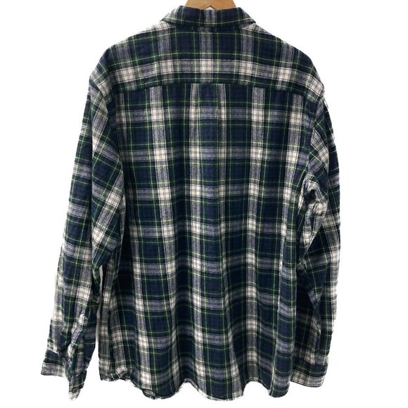L.L. Bean Blue Green Gray Scotch Plaid Flannel Shirt Size XL Reg - Picture 5 of 7